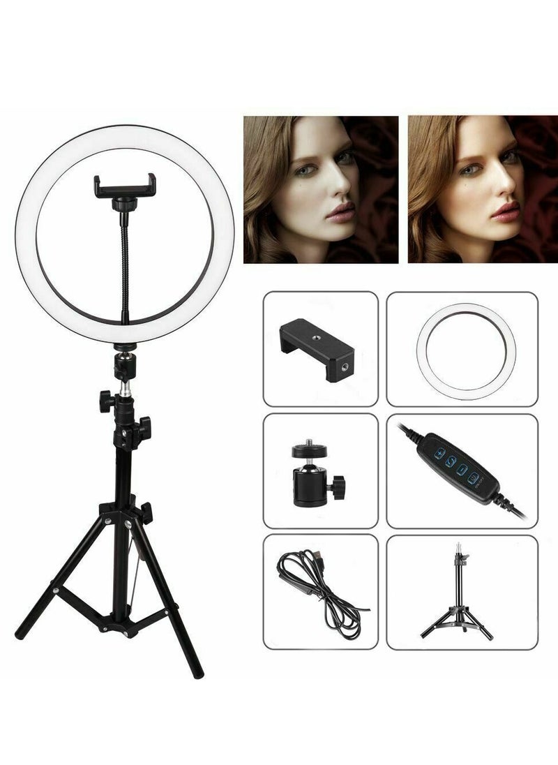 LED Photography Ring Light With 14 inch Tripod Stand Black/White