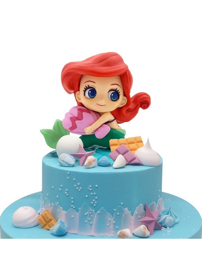 Mermaid Cake Topper Little Mermaid Doll With Seashells For Ariel Cake Decoration Mermaid Figurines For Under The Sea Mermaid Theme Princess Kids Birthday Baby Shower Party Supplies