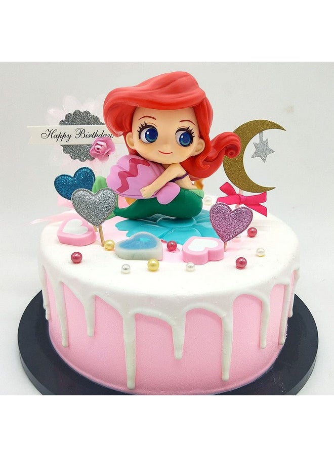 Mermaid Cake Topper Little Mermaid Doll With Seashells For Ariel Cake Decoration Mermaid Figurines For Under The Sea Mermaid Theme Princess Kids Birthday Baby Shower Party Supplies