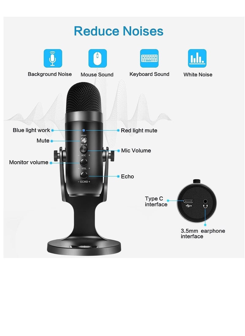 PW8 Professional Metal Voice Recording Usb Condenser Studio And Podcast Recording Gaming Microphones
