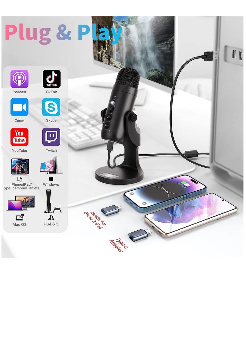 PW8 Professional Metal Voice Recording Usb Condenser Studio And Podcast Recording Gaming Microphones