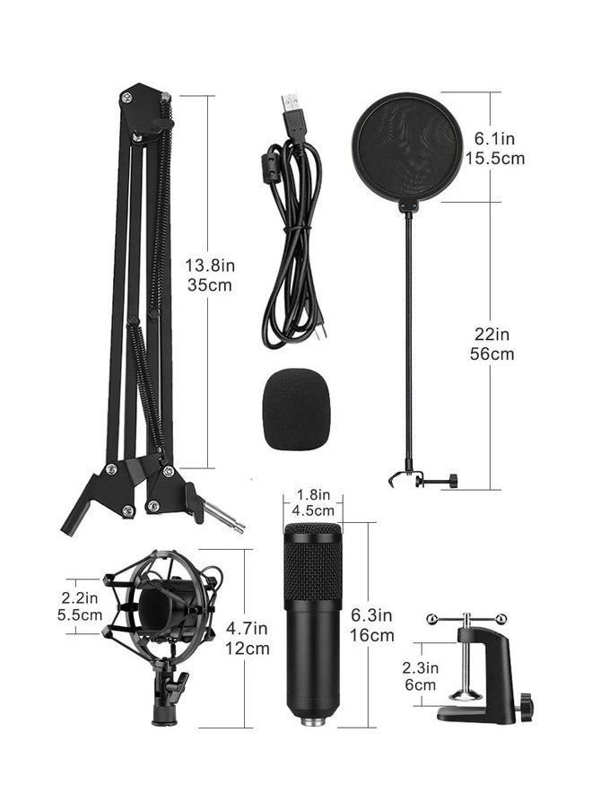 USB Condenser Microphone Kit Plug and Play Streaming Podcast PC Mic With Sound Card Boom Arm Shock Mount Pop Filter Professional Recording Microphone For  Youtuber