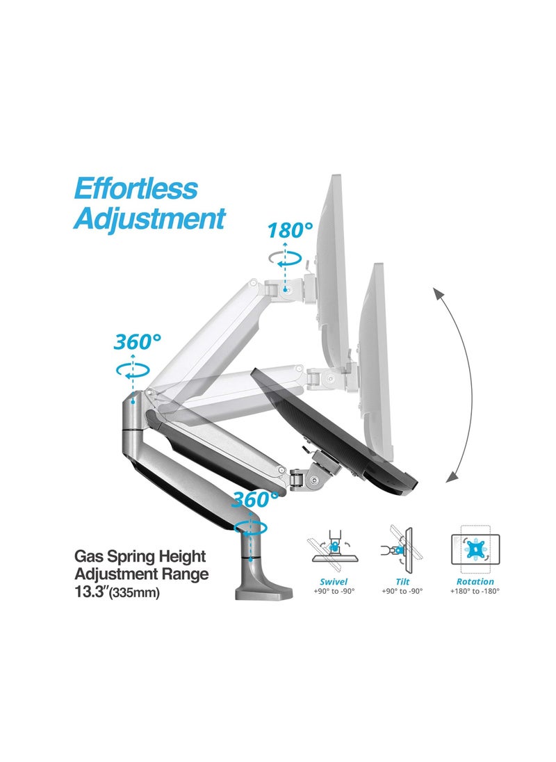 Single Monitor Desk Mount Holds 20 lbs Ultrawide Screen - Height Adjustable Full Motion Articulating Gas Spring Arm for 13