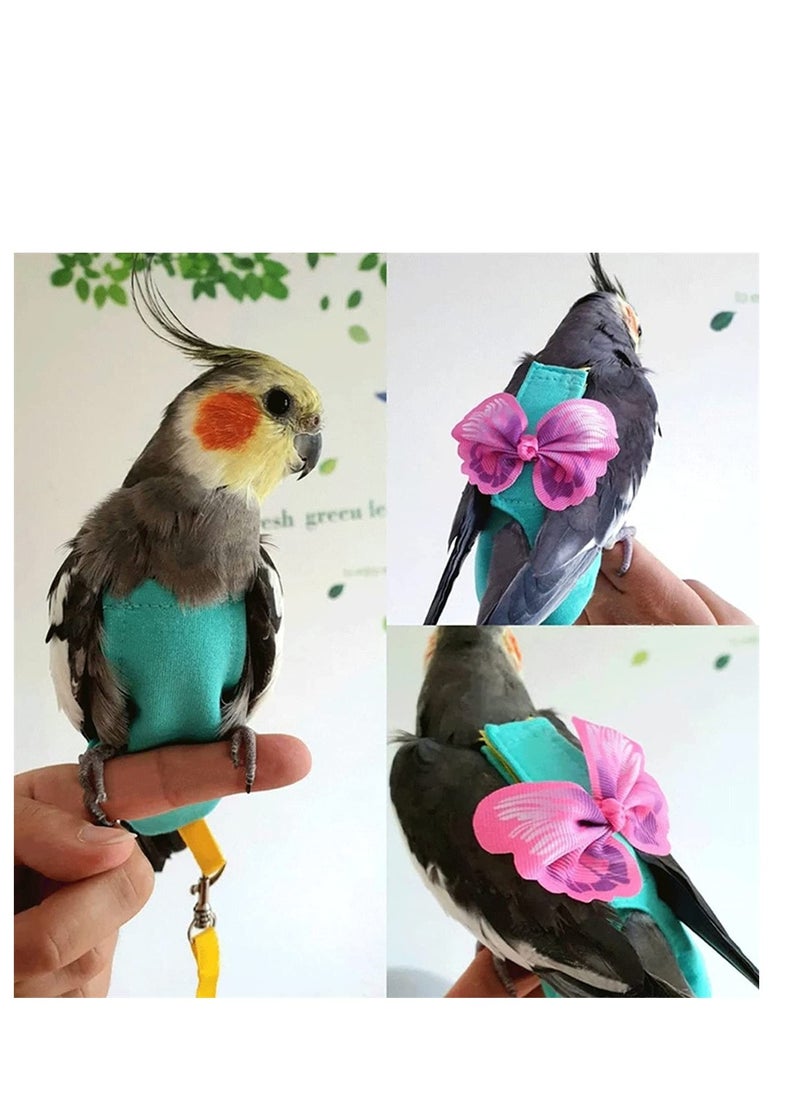 Bird Diapers with Harness & Leash for Parrots, Washable Recovery Clothes for Small & Medium Birds, M Size - Ideal for Parakeets & atiels