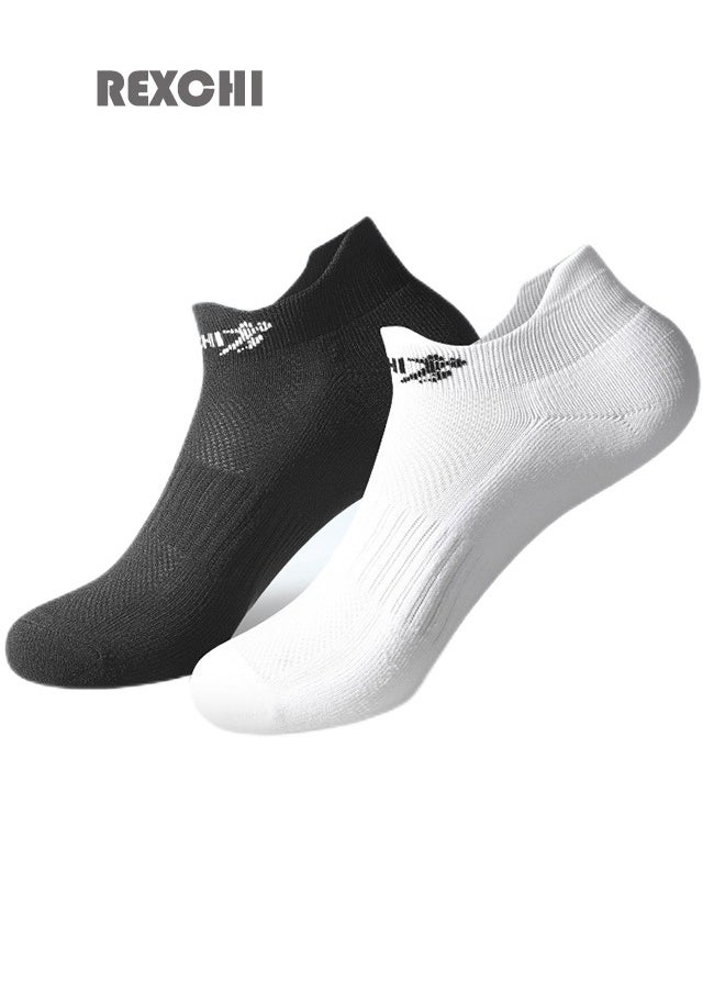 Leiqi Outdoor Sports Basketball Running Training Ankle Towel Bottom Pure Cotton Deodorant Comfortable Moisture Wicking Socks For Men, Women And Boys 2 Pairs (Black And White)