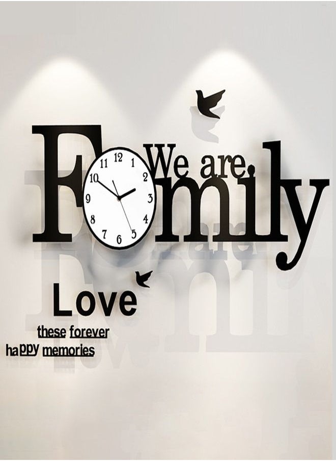 New Family Silent Acrylic Large Decorative DIY Wall Clock Modern Design Living Room Home Decoration