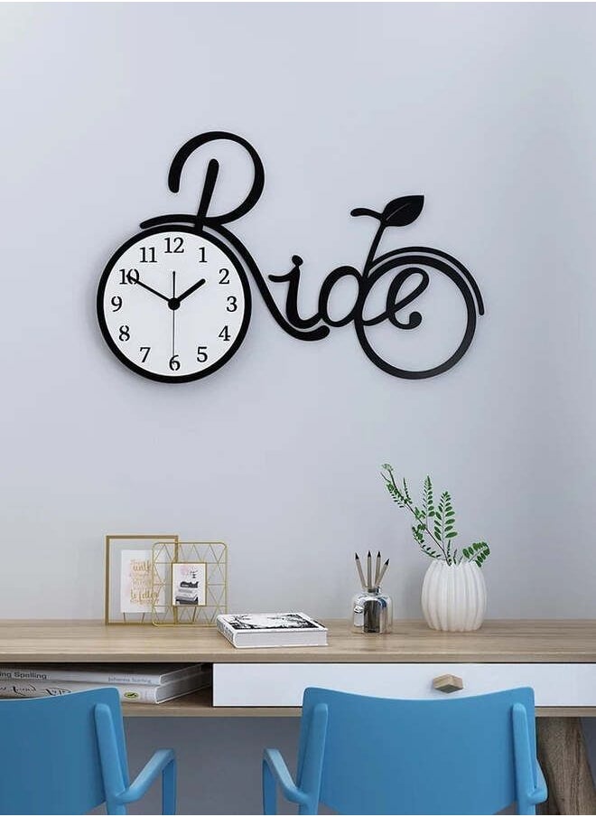 Retro Ride Bicycle Wall Clock Bedroom Modern Design Large Kitchen Acrylic Wall Clock Black