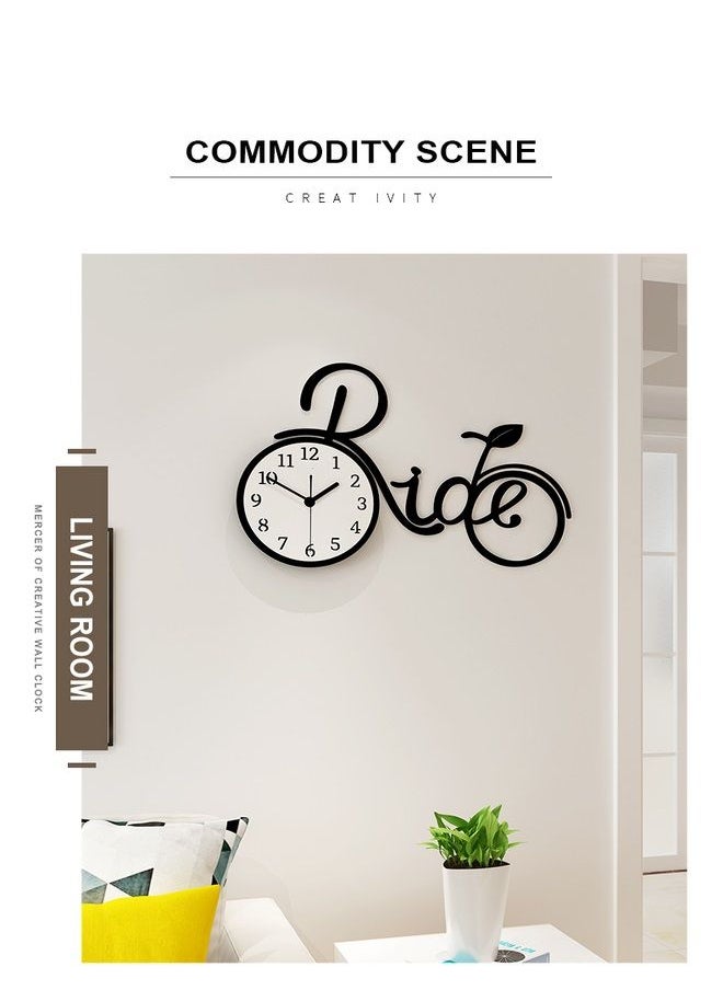 Retro Ride Bicycle Wall Clock Bedroom Modern Design Large Kitchen Acrylic Wall Clock Black