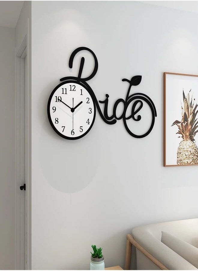 Bicycle Acrylic Clock Wall Art Design Watch Quartz Silent Living Room Home Décor Black