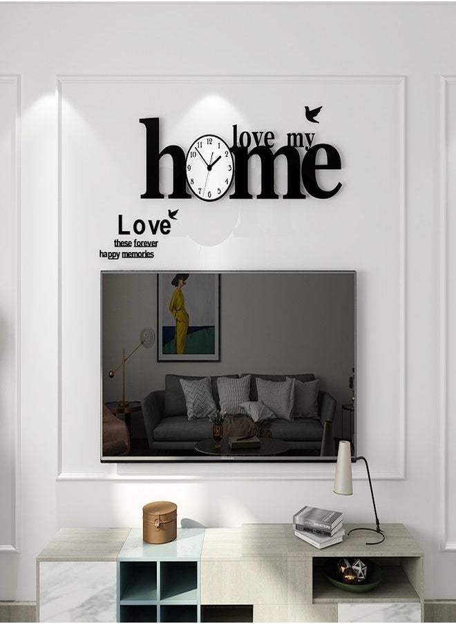 3D Love My Home Acrylic Wall Clock