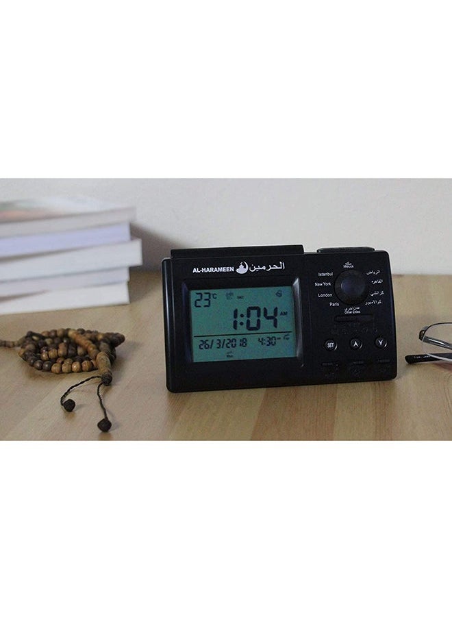 Digital Azan Table Alarm Clock Carbon Fibre Black 15x9.5cm