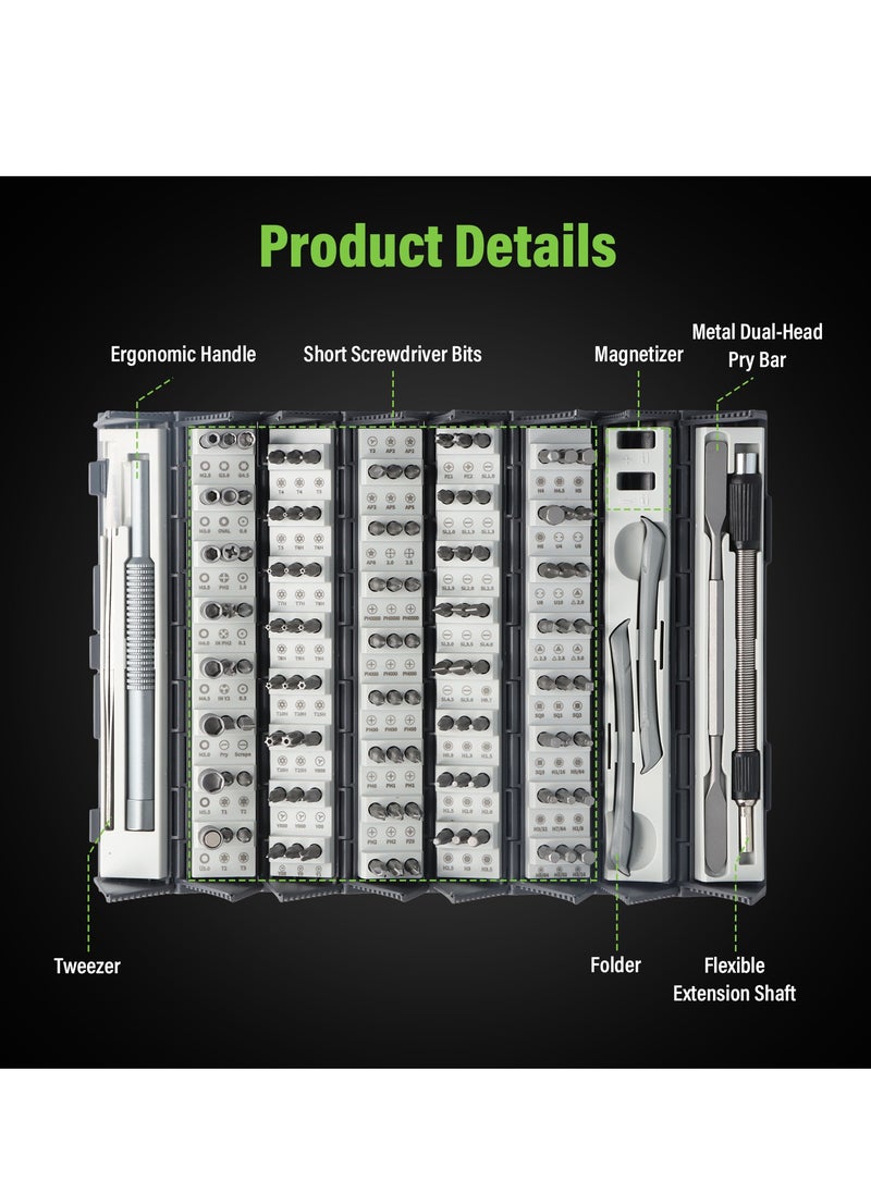 128 in 1 Precision Screwdriver Set, Strong Magnetic Screwdriver Bits, Mini Screwdriver Set with Portable Case, Precision Screwdriver Tool Kit for Laptop/Computer/Phone/Camera/Electronics