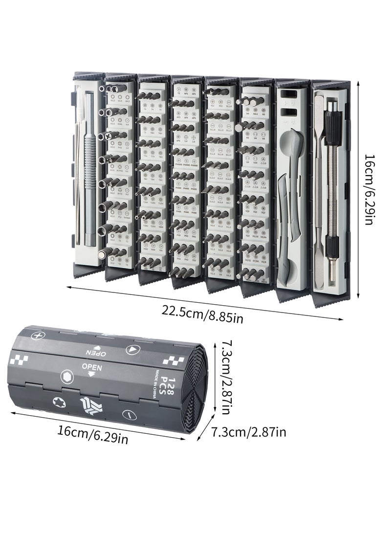 128 in 1 Precision Screwdriver Set, Strong Magnetic Screwdriver Bits, Mini Screwdriver Set with Portable Case, Precision Screwdriver Tool Kit for Laptop/Computer/Phone/Camera/Electronics