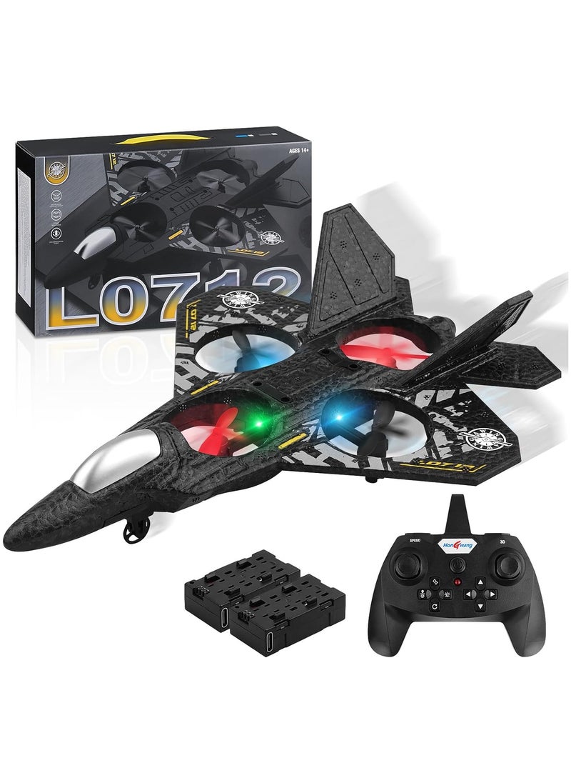 Henakmsl RC Plane, 2.4GHz Remote Controlled Aeroplane L0712 Quadcopter Floating Fighter Aircraft RC Aeroplane RTF for Beginners/Children/Adults, APlane Toy with Coloured Lights USB Charging