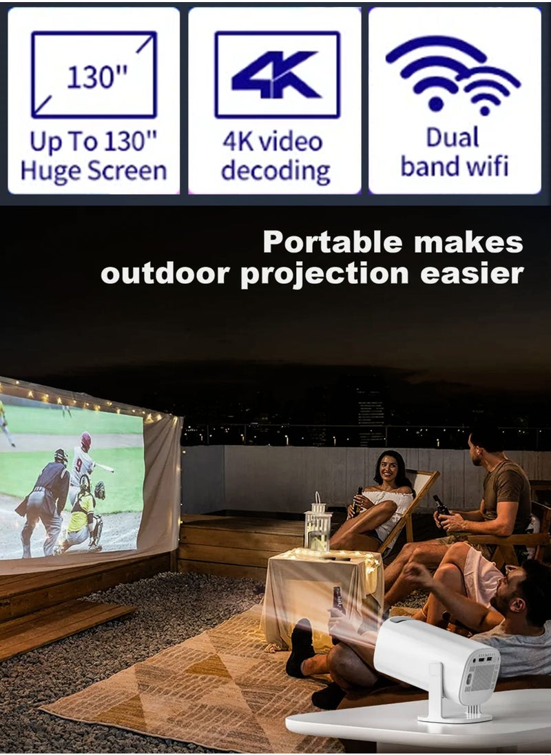 P30 MAX 4K Projector – 210 ANSI Lumens, Ultra HD, 10,000 Built-in Games, Android 11 OS, 130” Screen Display, 180° Rotating Stand, Speakers, Portable Mini Cinema, Home Theater, Movie Projector, Gaming Console, Wireless Screen Mirroring, HDMI, USB, Bluetooth 5.0, Wi-Fi 6, Smart Projector for Movies, Gaming, Business, Outdoor Entertainment