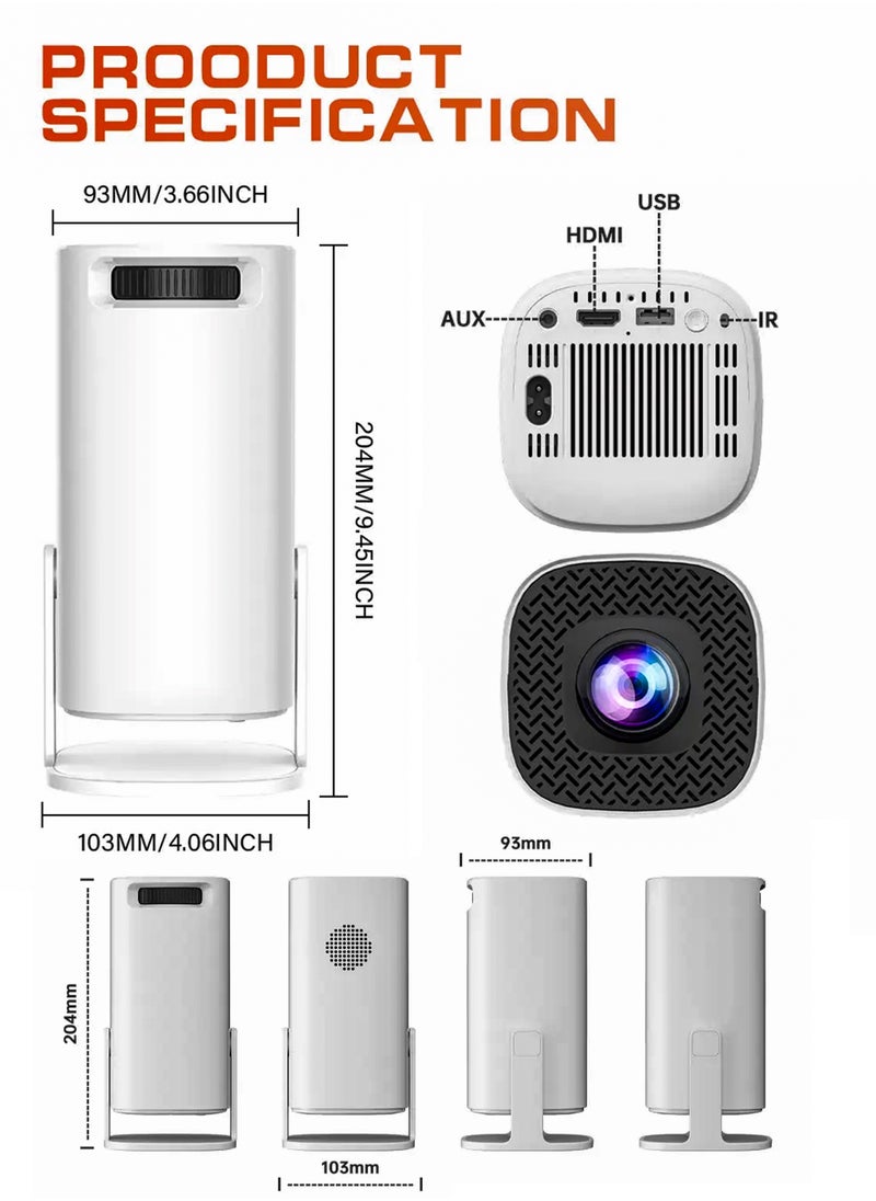 P30 MAX 4K Projector – 210 ANSI Lumens, Ultra HD, 10,000 Built-in Games, Android 11 OS, 130” Screen Display, 180° Rotating Stand, Speakers, Portable Mini Cinema, Home Theater, Movie Projector, Gaming Console, Wireless Screen Mirroring, HDMI, USB, Bluetooth 5.0, Wi-Fi 6, Smart Projector for Movies, Gaming, Business, Outdoor Entertainment