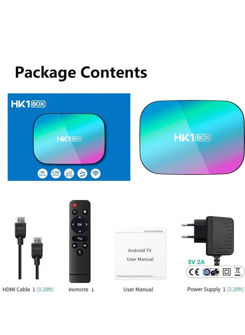 HK1 Box Android TV Box | 8GB RAM + 128GB ROM | 2.4G/5G Dual WiFi | 8K Ultra HD Android 9.0 Smart TV Box | High-Speed Streaming | Ultimate Home Entertainment | Expandable Storage for Apps & Media