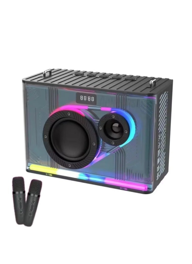 Wireless Bluetooth Mecha Speaker - High-Power Portable Outdoor Karaoke Speaker with Dazzling LED Colors, Desktop Audio Support, and Enhanced Sound for Parties & Events