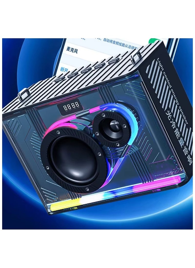 Wireless Bluetooth Mecha Speaker - High-Power Portable Outdoor Karaoke Speaker with Dazzling LED Colors, Desktop Audio Support, and Enhanced Sound for Parties & Events