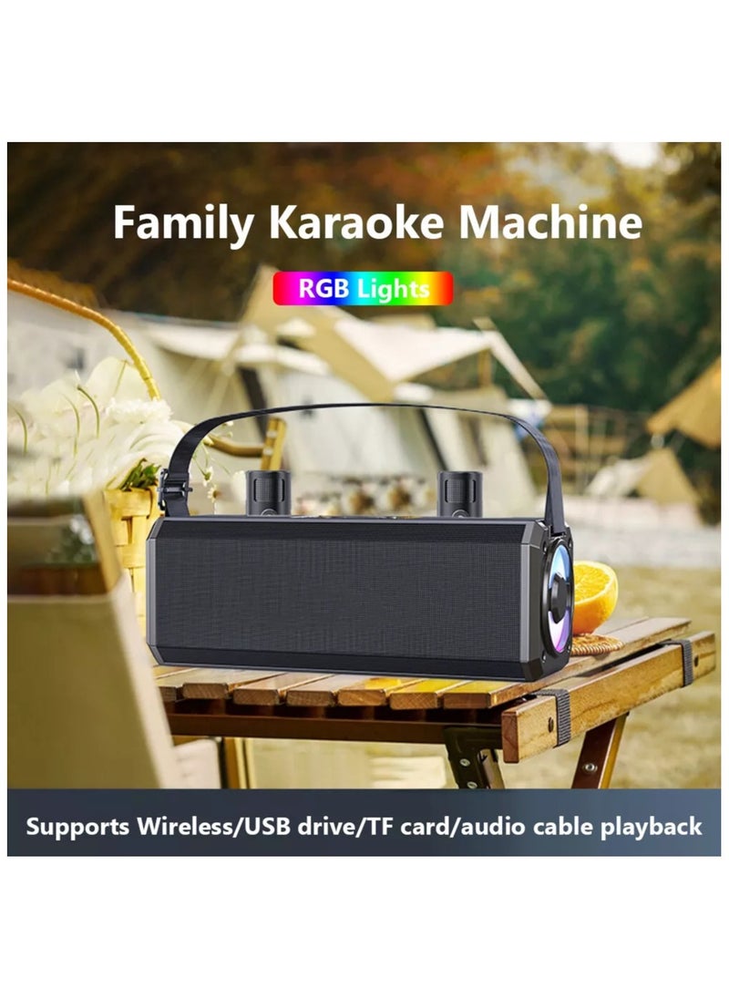 Portable Bluetooth Karaoke Machine for Adults & Kids with 2 Wireless Microphones, Party Lights, and Bluetooth Support - Perfect for Indoor & Outdoor Weddings, Parties, and Events