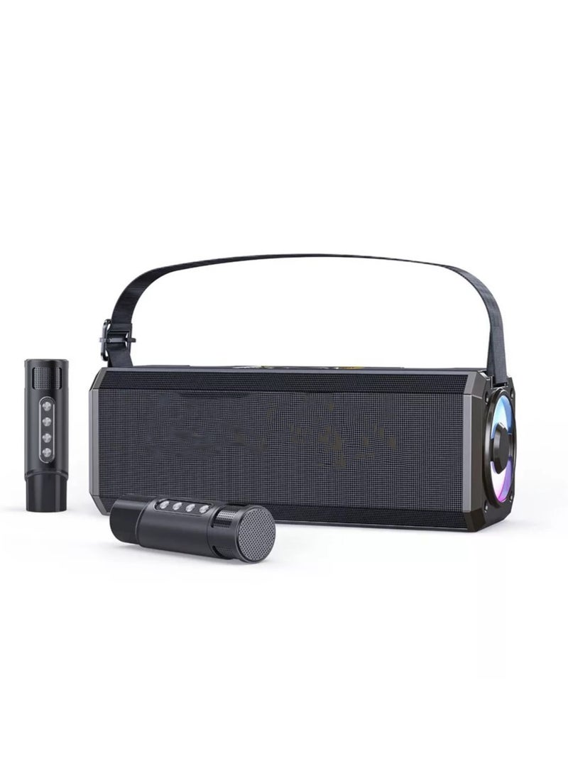 Portable Bluetooth Karaoke Machine for Adults & Kids with 2 Wireless Microphones, Party Lights, and Bluetooth Support - Perfect for Indoor & Outdoor Weddings, Parties, and Events