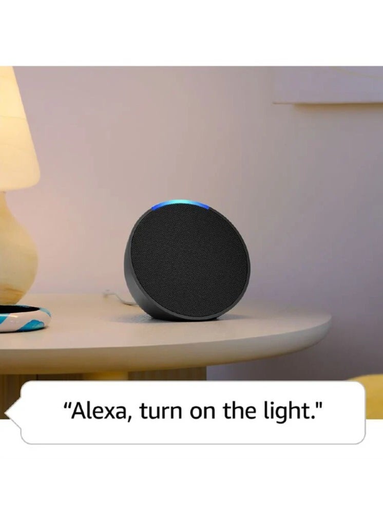 Echo Pop Full sound compact Wi-Fi & Bluetooth smart speaker with Alexa Use your voice to control smart home devices, play music or the Quran, and more (speaks English & Khaleeji) black