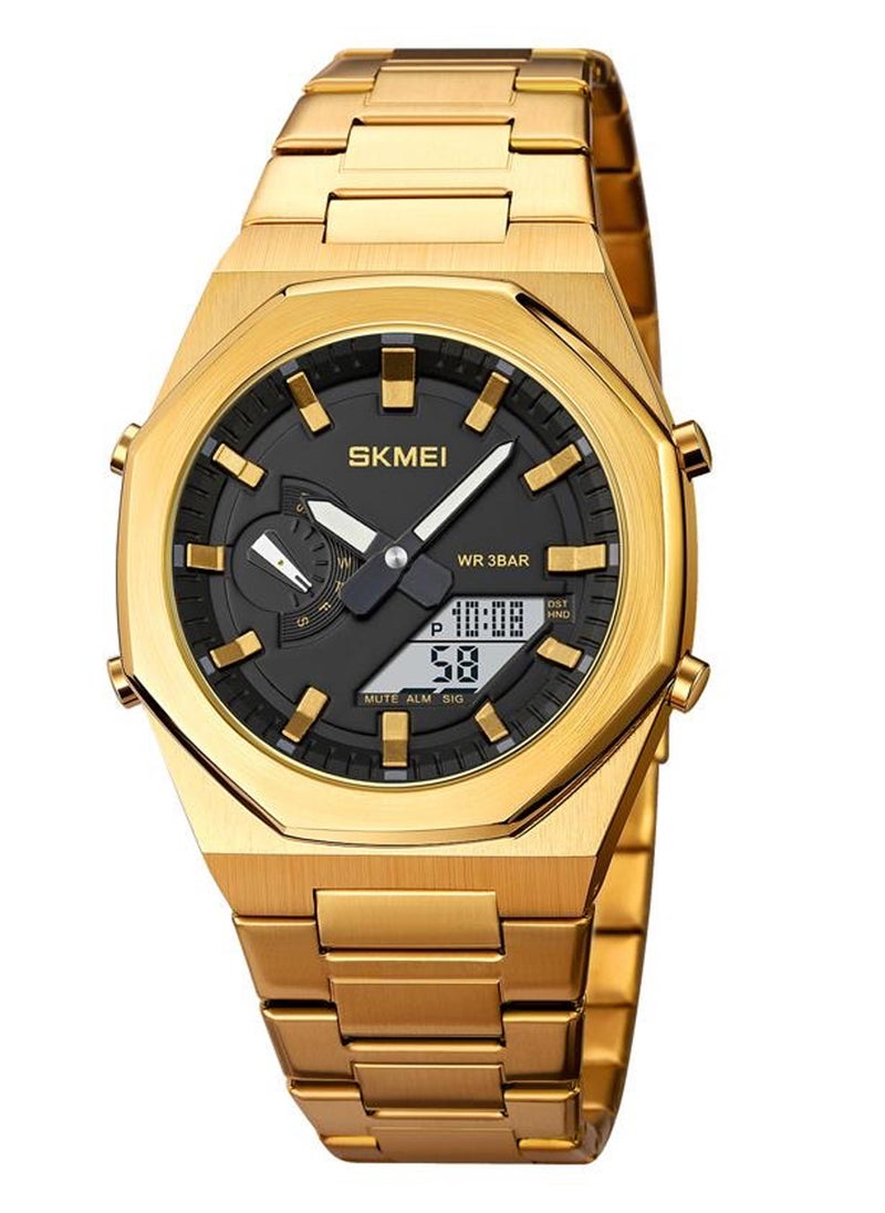 SKMEI 1816 Dual Display Multifunction Luminous Watch For Men - Gold