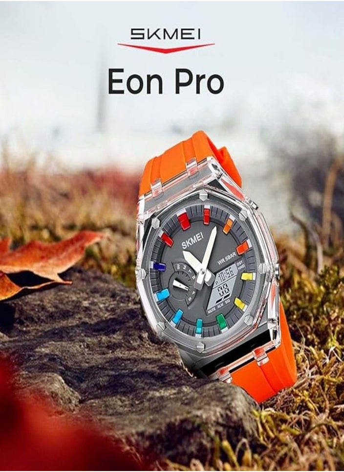 SKMEI Men Watch Dual-Display Electronic Watch with Luminous 50m Waterproof Watch Fashion Mutifunctional Sports Watch for Men- 2100