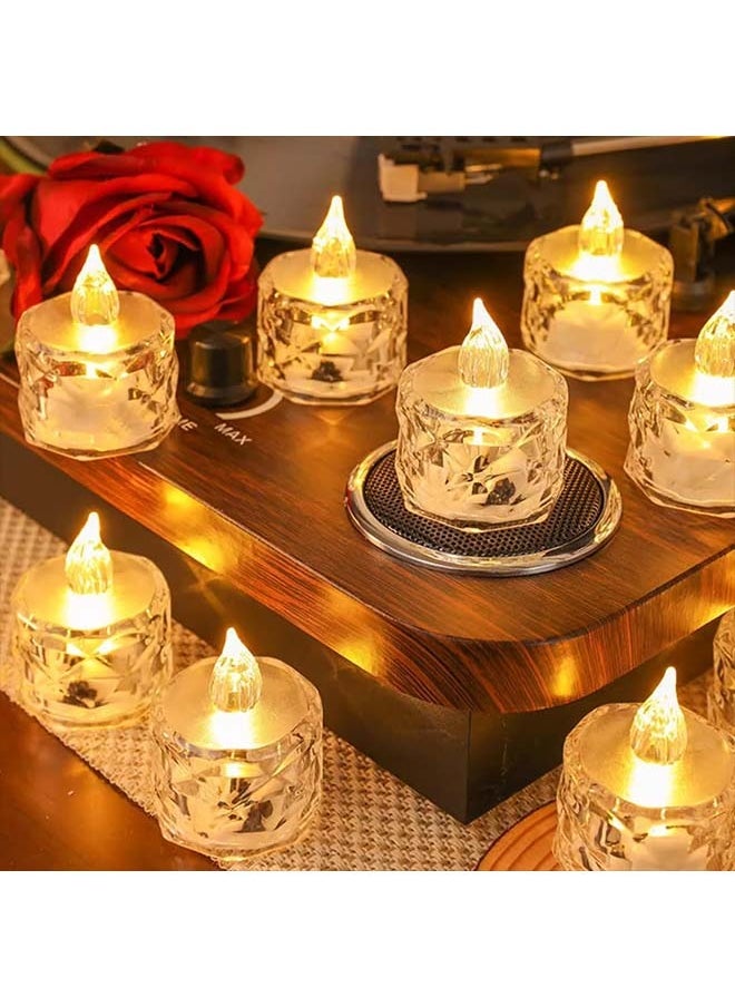 Ramadan Decorations Lights,24 Pieces LED electronic candle Luminous tealight Transparent pvc smokeless Atmosphere candle night light