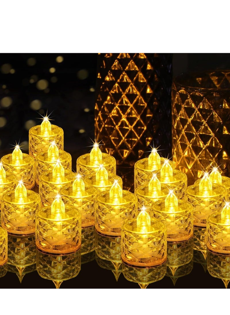 Ramadan Decorations Lights,24 Pieces LED electronic candle Luminous tealight Transparent pvc smokeless Atmosphere candle night light