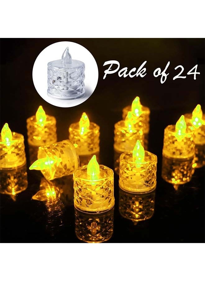 Ramadan Decorations Lights,24 Pieces LED electronic candle Luminous tealight Transparent pvc smokeless Atmosphere candle night light