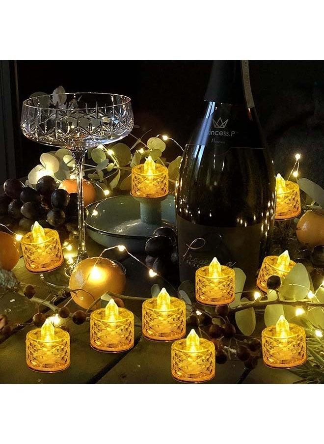 Ramadan Decorations Lights,24 Pieces LED electronic candle Luminous tealight Transparent pvc smokeless Atmosphere candle night light