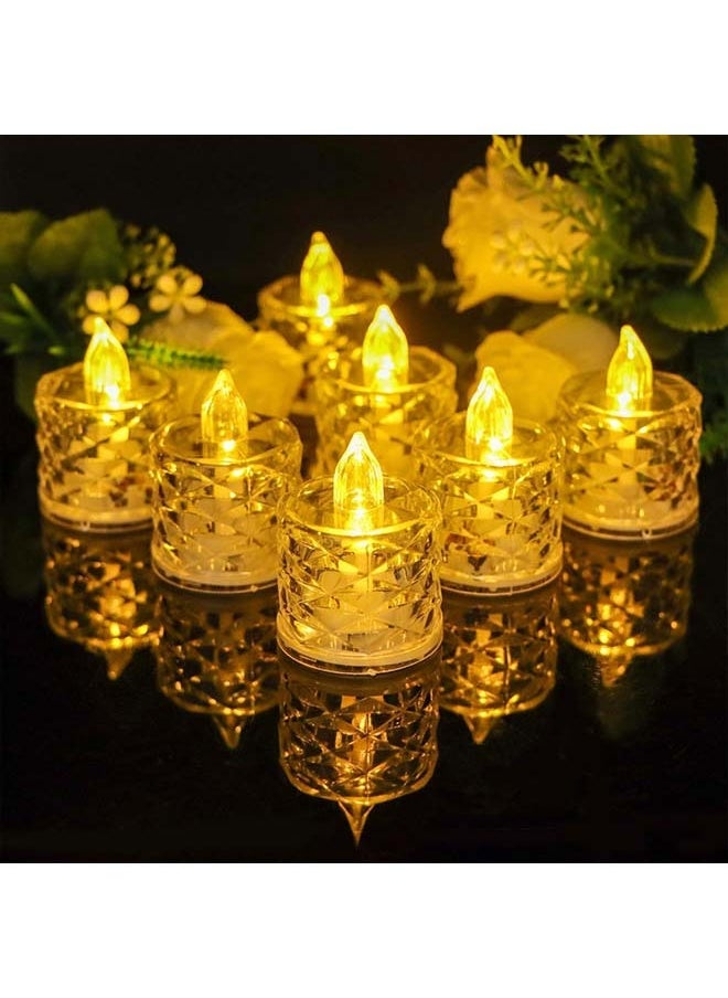 Ramadan Decorations Lights,24 Pieces LED electronic candle Luminous tealight Transparent pvc smokeless Atmosphere candle night light