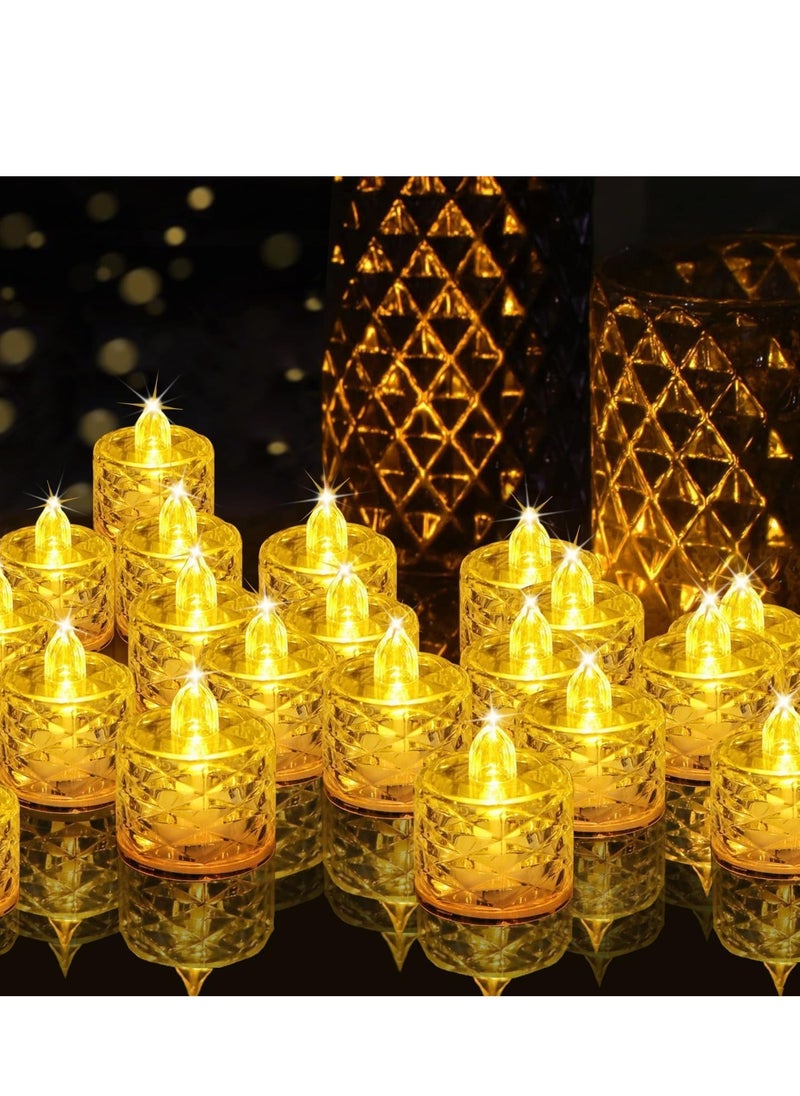 24 Pieces Bright LED Candle Tea Light Set,LED electronic candle  Ramadan Decorations Lights Luminous tealight Transparent pvc smokeless Atmosphere candle night light