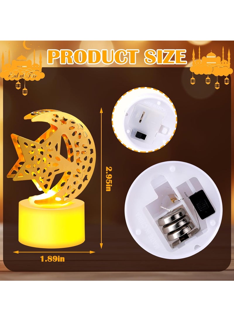 5Pcs Ramadan Mini Lantern Lights Decoration, Moon Castle Lighthouse Eid Mubarak Lamp Battery Included Plastic LED Night Light for Eid Ramadan Party Home Indoor Outdoor Bedroom Tabletop Decor