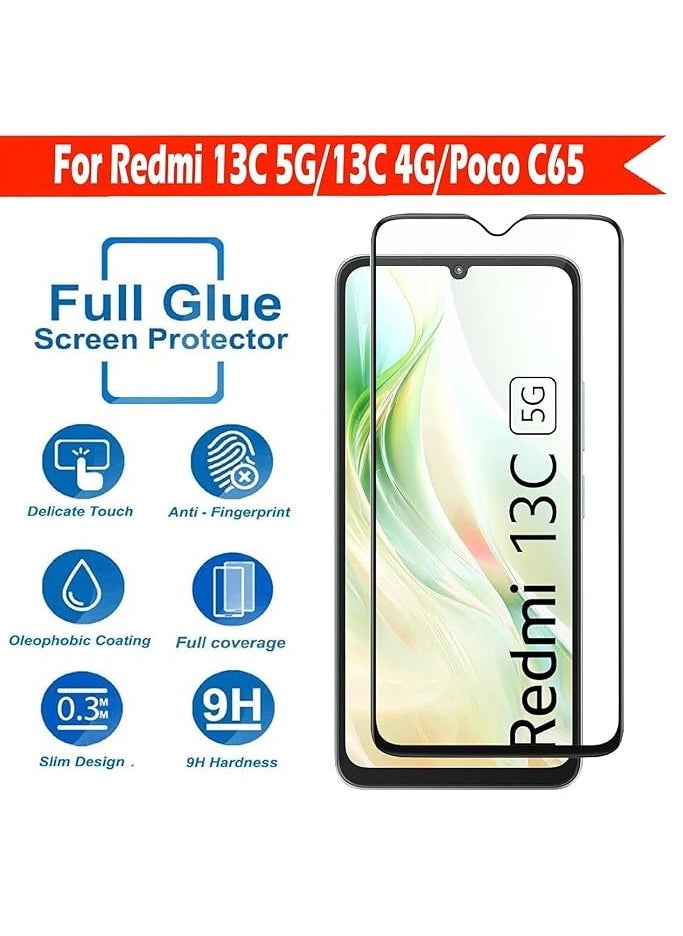 Xiaomi Redmi 13C 5G Tempered glass with Full Edge Protection and Easy Installation Kit