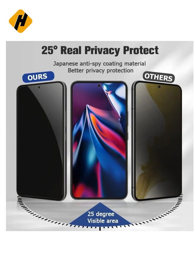 [2+2 Pack] Privacy Screen Protector and Camera Lens Protector for Samsung Galaxy S23+ Plus 6.6 Inch Tempered Glass Saver, Full Coverage, 9H Hardness HD Anti-spy, Fingerprint Unlock