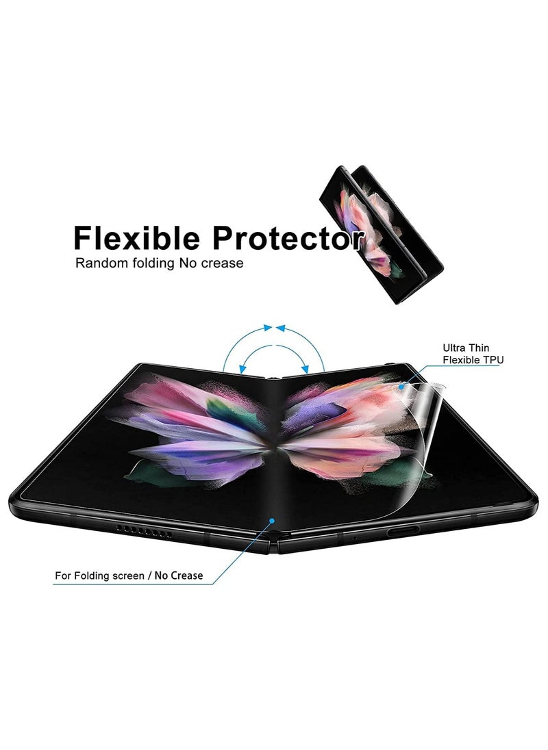 Screen Protector for Samsung Galaxy Z Fold 6 5G, Flexible TPU Screen Protector, 2 Pack Front with 2 Pack Inside, Face ID Unlock, Case Friendly, Bubble Free, Anti-Scratch, HD Clear