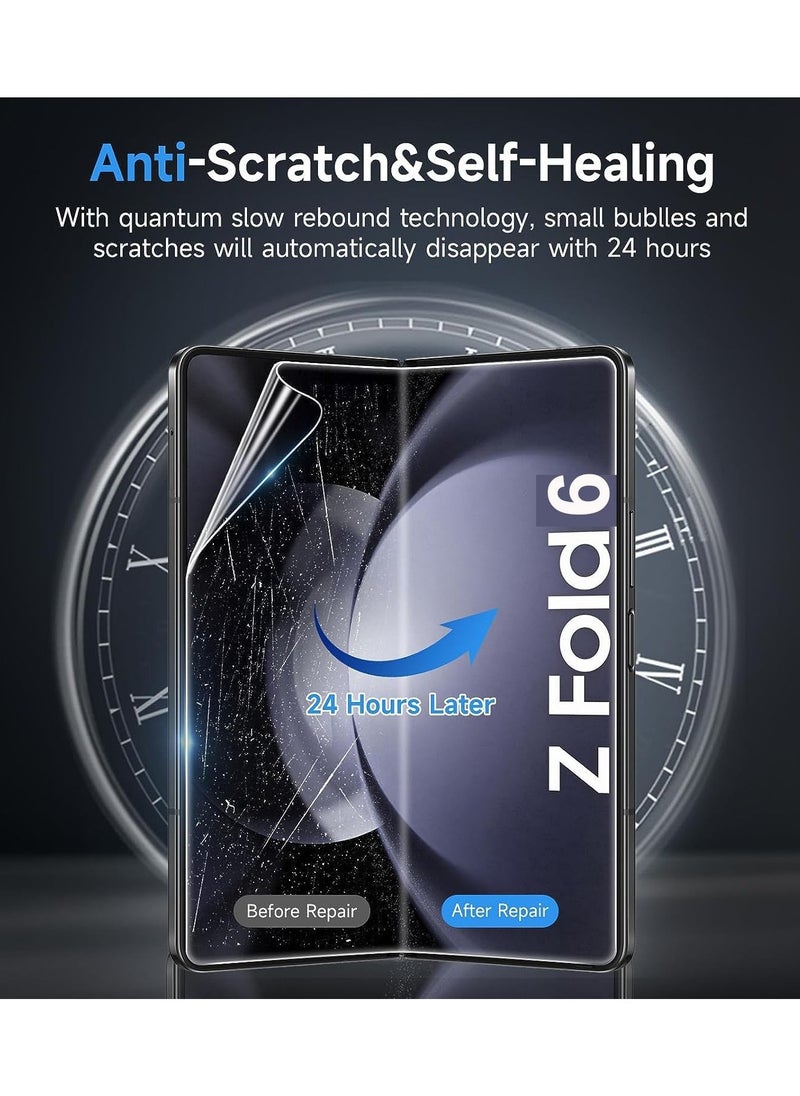 Screen Protector for Samsung Galaxy Z Fold 6 5G, Flexible TPU Screen Protector, 2 Pack Front with 2 Pack Inside, Face ID Unlock, Case Friendly, Bubble Free, Anti-Scratch, HD Clear