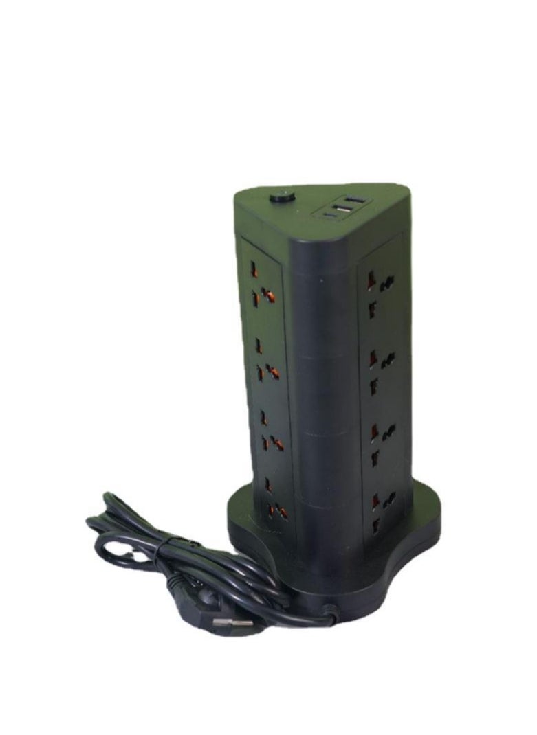 Tower shaped socket vertical universal socket strip home office charging plug board 2 USB and 1 Type-C
