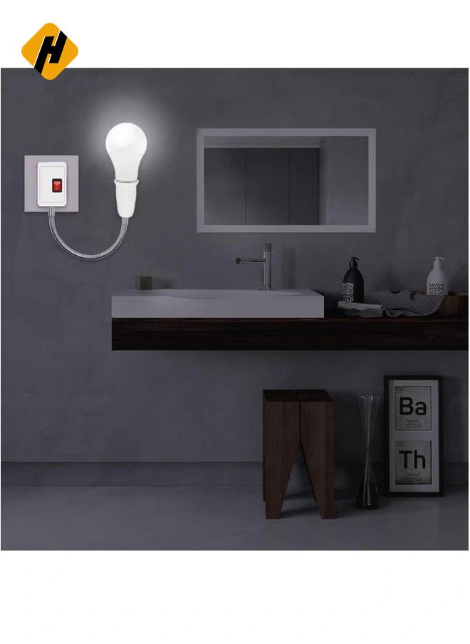 Lamp Bulbs Holder Converter Adapter UK Plug AC Power to E27 LED Bulbs Socket Adapter with On/Off Switch Universal Metal Extension Wall Lights Base