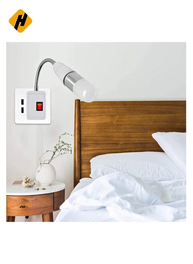 Lamp Bulbs Holder Converter Adapter UK Plug AC Power to E27 LED Bulbs Socket Adapter with On/Off Switch Universal Metal Extension Wall Lights Base