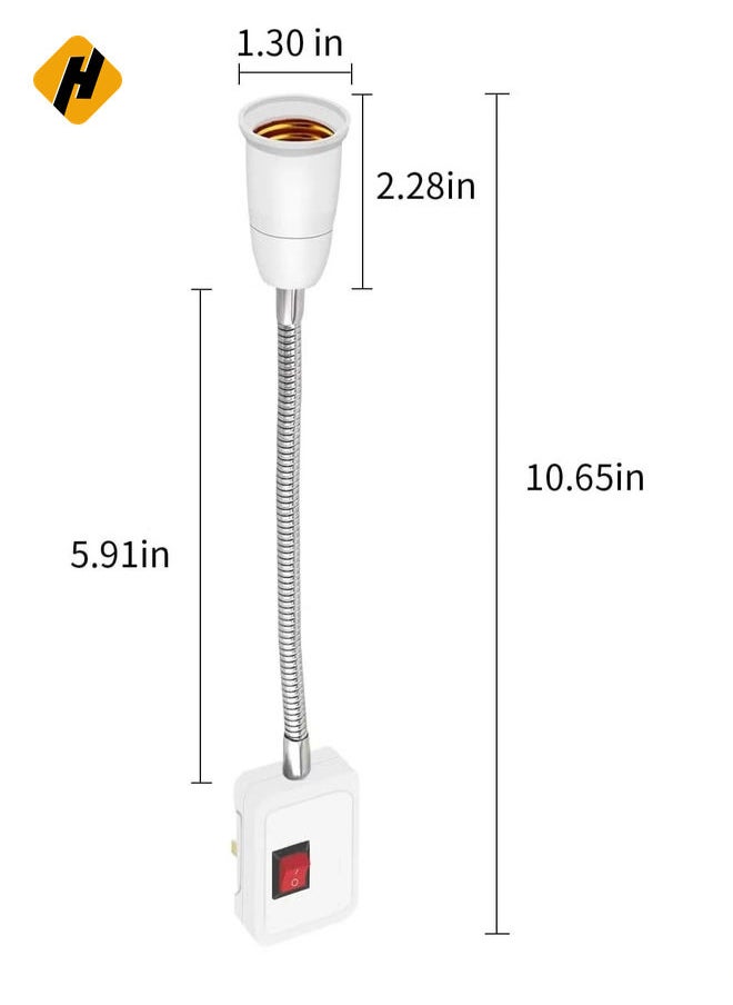 Lamp Bulbs Holder Converter Adapter UK Plug AC Power to E27 LED Bulbs Socket Adapter with On/Off Switch Universal Metal Extension Wall Lights Base