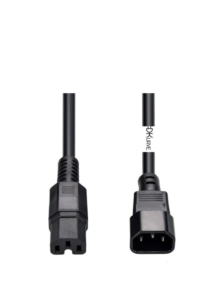 DKURVE Heavy Duty Computer Power Extension Cable (C14 to C15) / 15A 2.5MM 14 AWG/For Servers, UPS Networks 1.8M