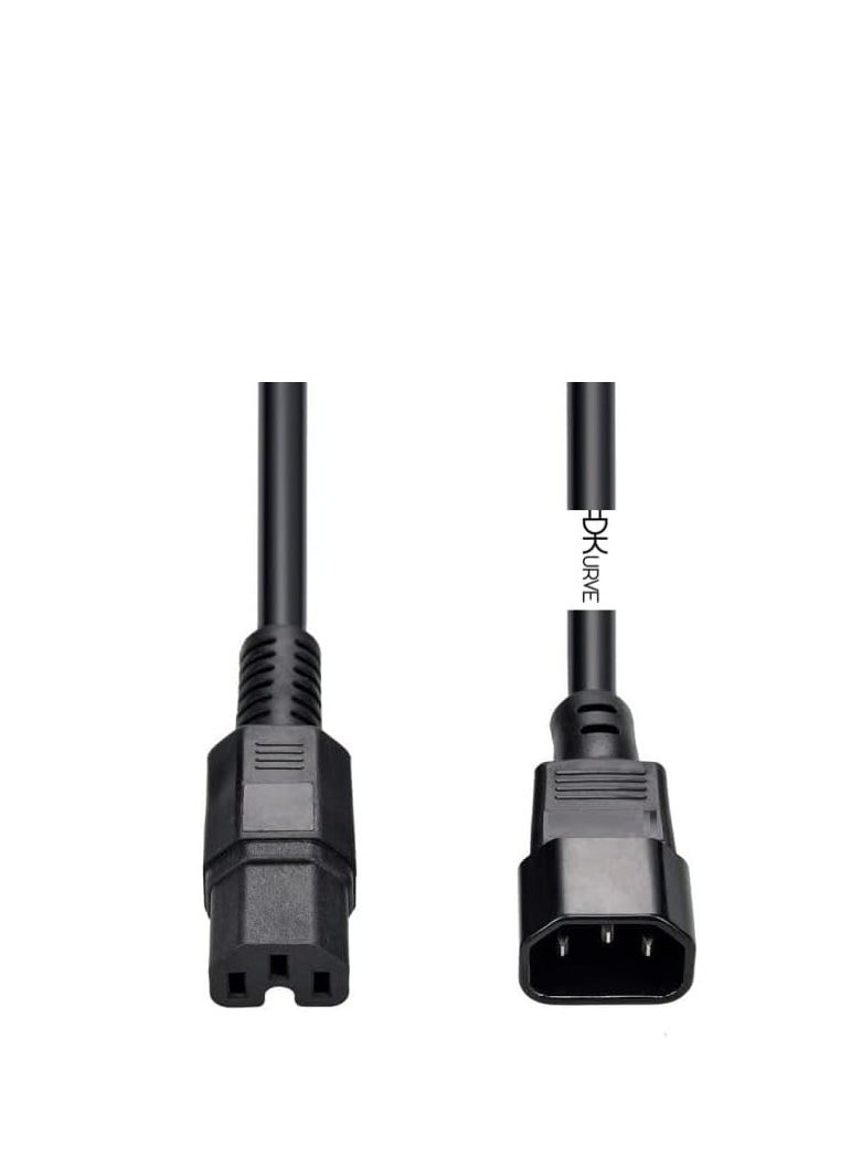 DKURVE Heavy Duty Computer Power Extension Cable (C14 to C15) / 15A 2.5MM 14 AWG/For Servers, UPS Networks 5M