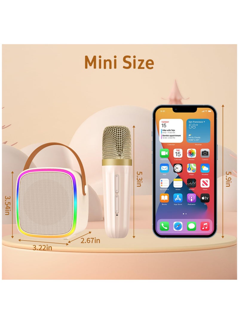 Karaoke Machine 2 Karaoke Microphones for Kids Adults,Mini Karaoke Machine Portable Bluetooth,Karaoke Speaker with Led Lights,Toys for Girls 3-12 Years Birthday