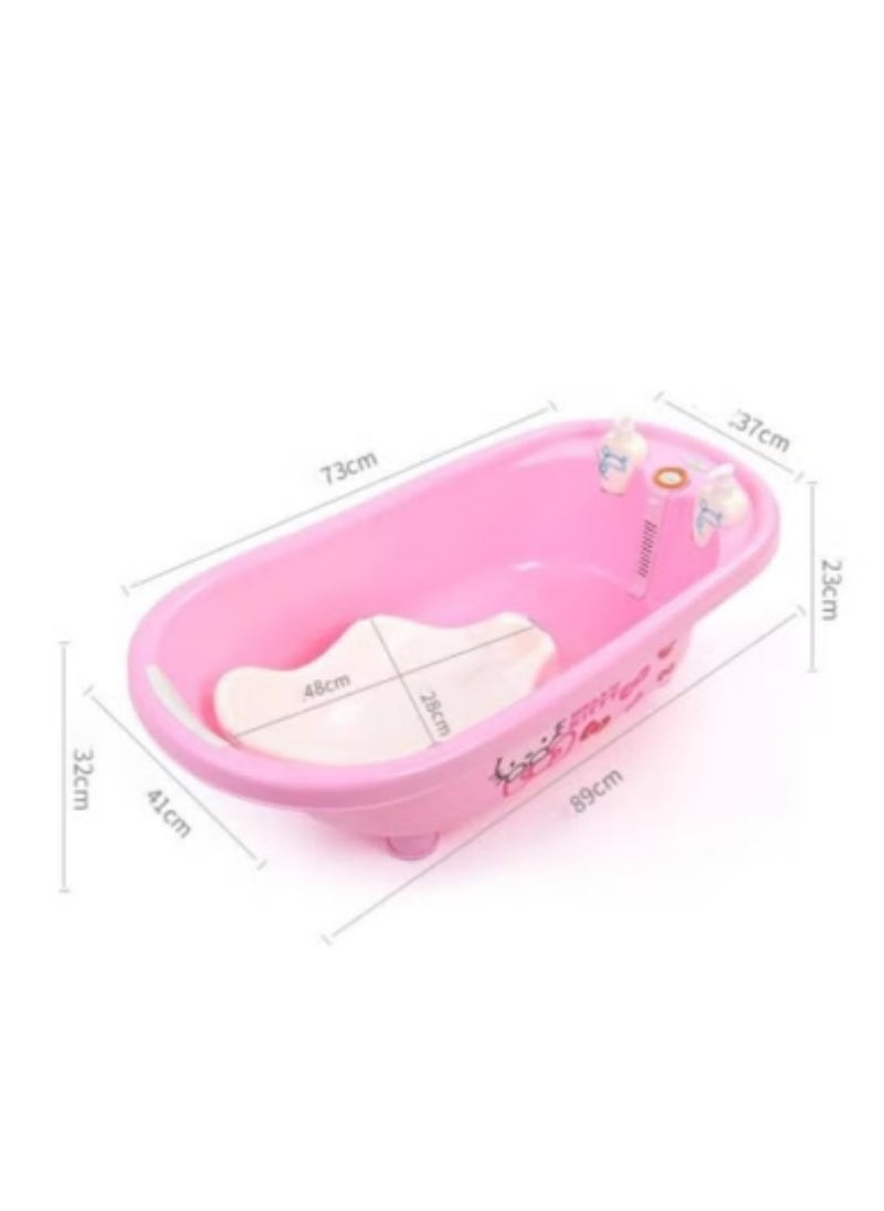 Hello Kitty Baby Bathtub for 0 to 3 Years Old Adjustable Length Temperature Sensitive Design Thickened Plastic Tub for Infants and Toddlers,Cute Pink Style