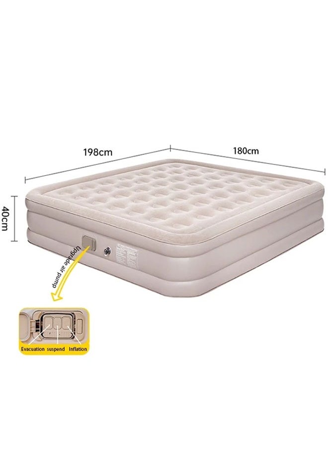 Portable Inflatable Air Mattress with Built in Electric Pump, Water-Resistant Sleeping Pad Features Fast Self-Inflation & Deflation, Ideal for Home, Guests, Camping, Travel and Outdoor Use, Double Size