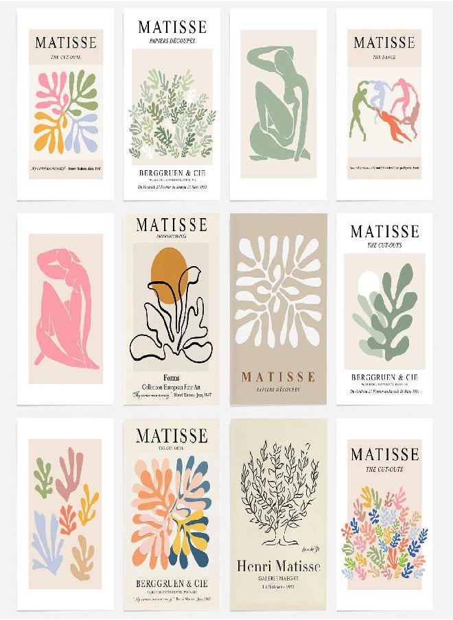 12PCS Matisse Poster, Danish Pastel Room Decor, Minimalist Wall art, Matisse Wall Art, Wall Art for Living room and Bedroom, Office Decor, Pastel Room Decor (8x10 in, Unframed)