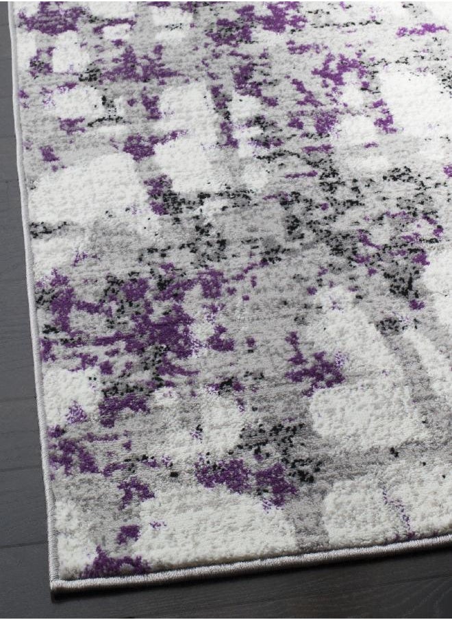 SAFAVIEH Skyler Collection 2' x 4' Grey / Purple SKY193R Modern Abstract Non-Shedding Living Room Bedroom Accent Rug